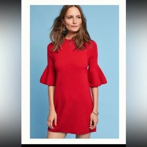 Anthropologie ruffle sleeve sweater dress